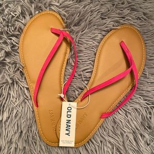 Bright Pink Faux Suede Flip Flops